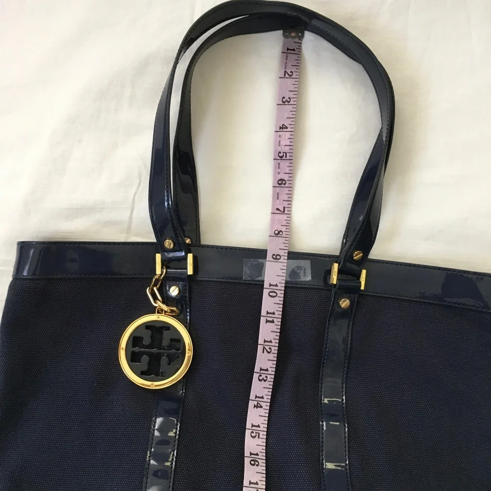 TORY BURCH Vintage Janey Tote Navy Blue